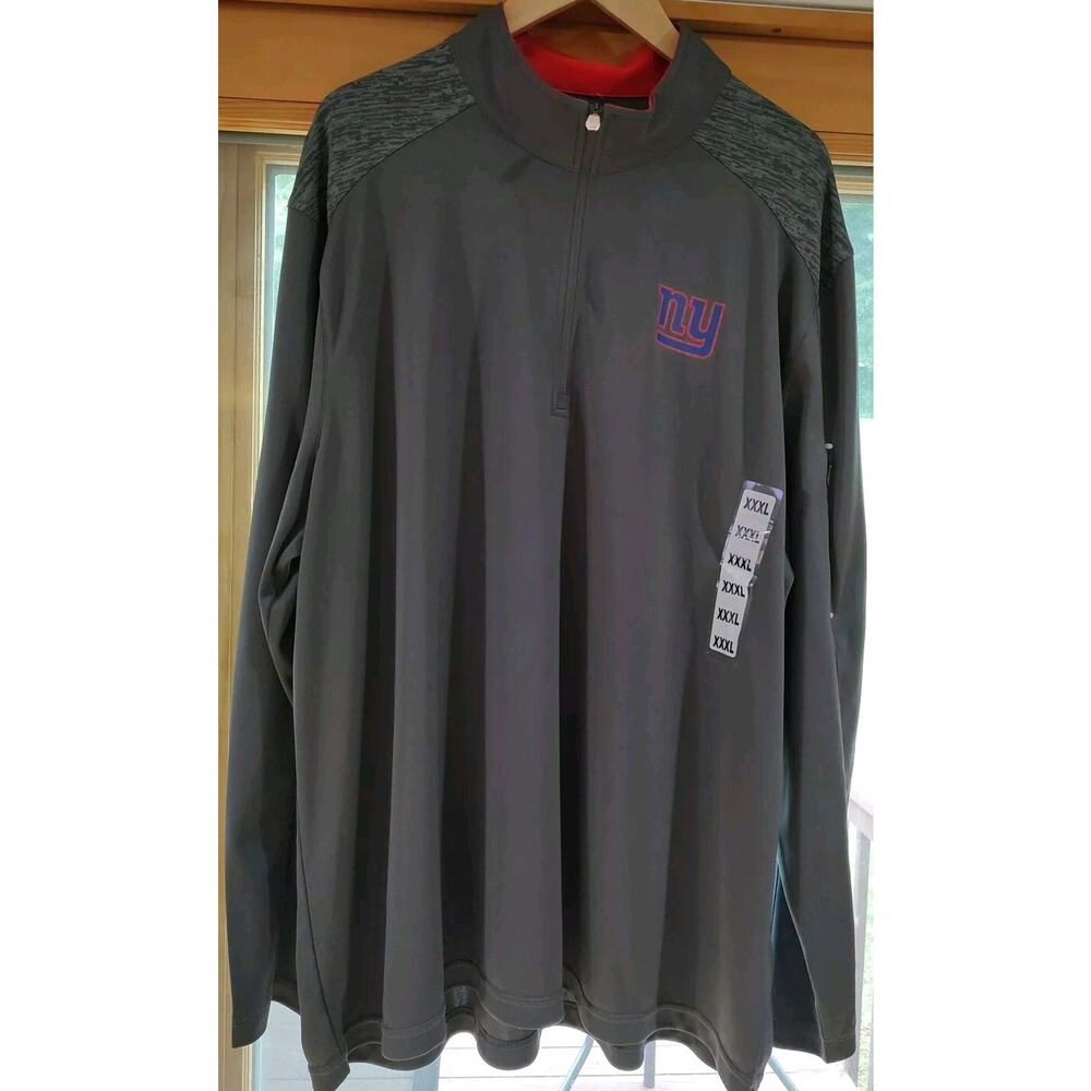 New York Giants NFL Team Apparel Mens Dark Gray Half-Zip Pullover 3XL NWT